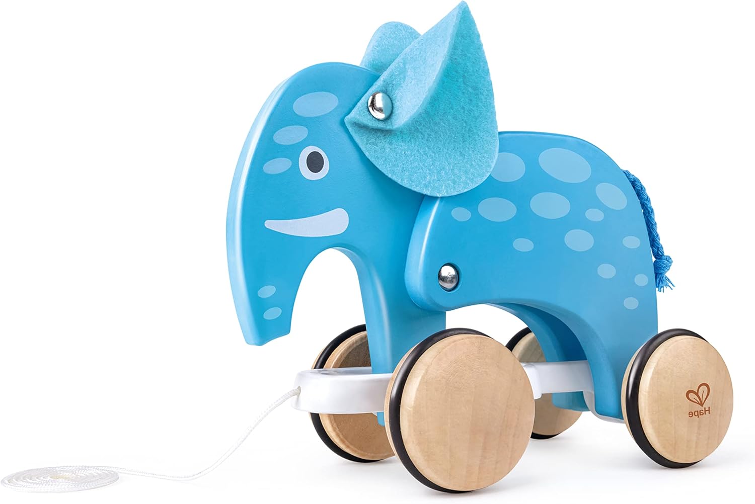 Wooden pull along elephant baby toddler toy