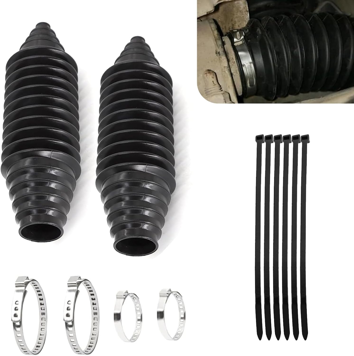 Universal steering rack boot protection kit