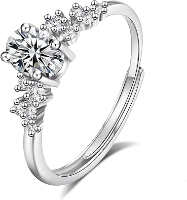 Adjustable halo style moissanite fashion ring