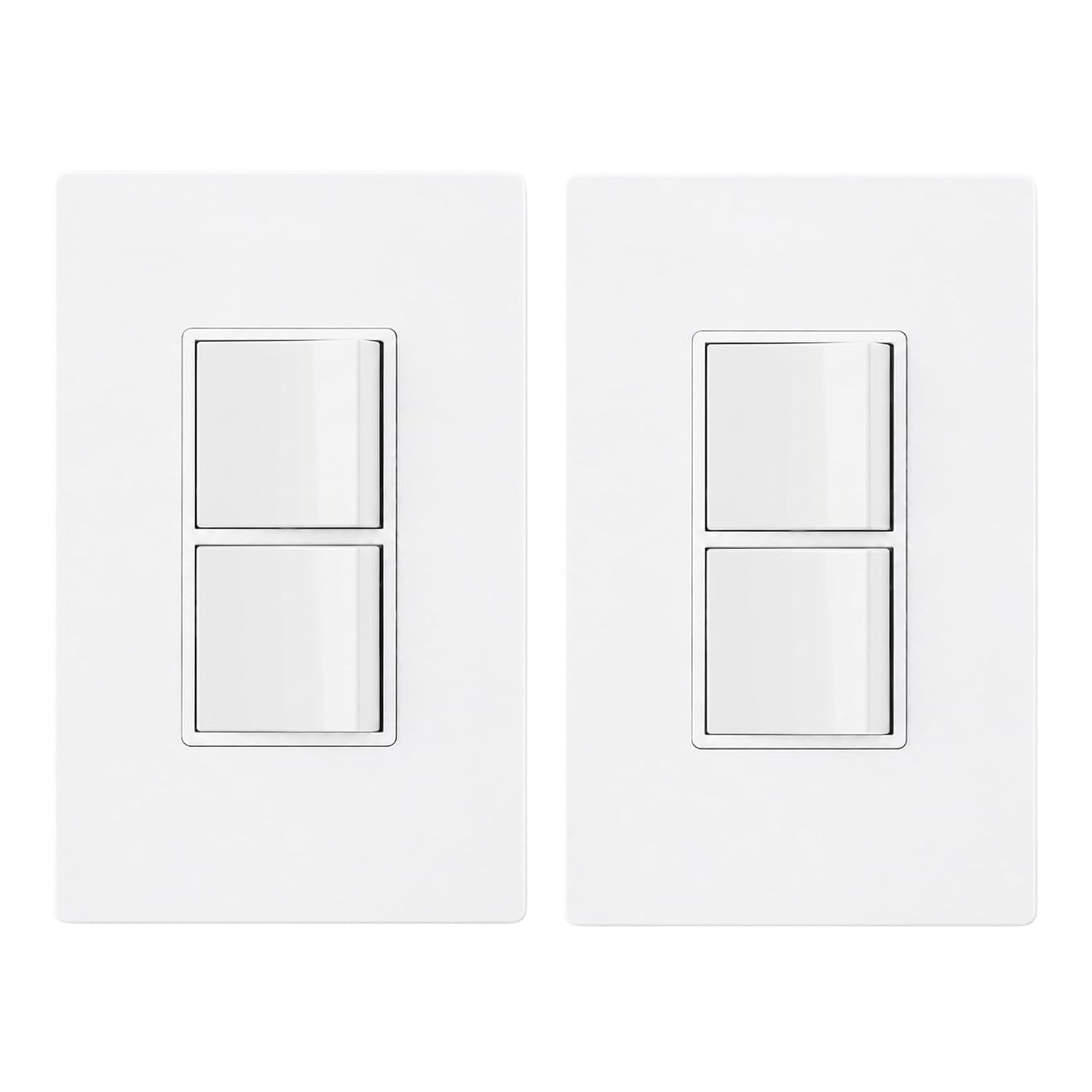 Dual Rocker Wall Light Switch with Screwless Plate