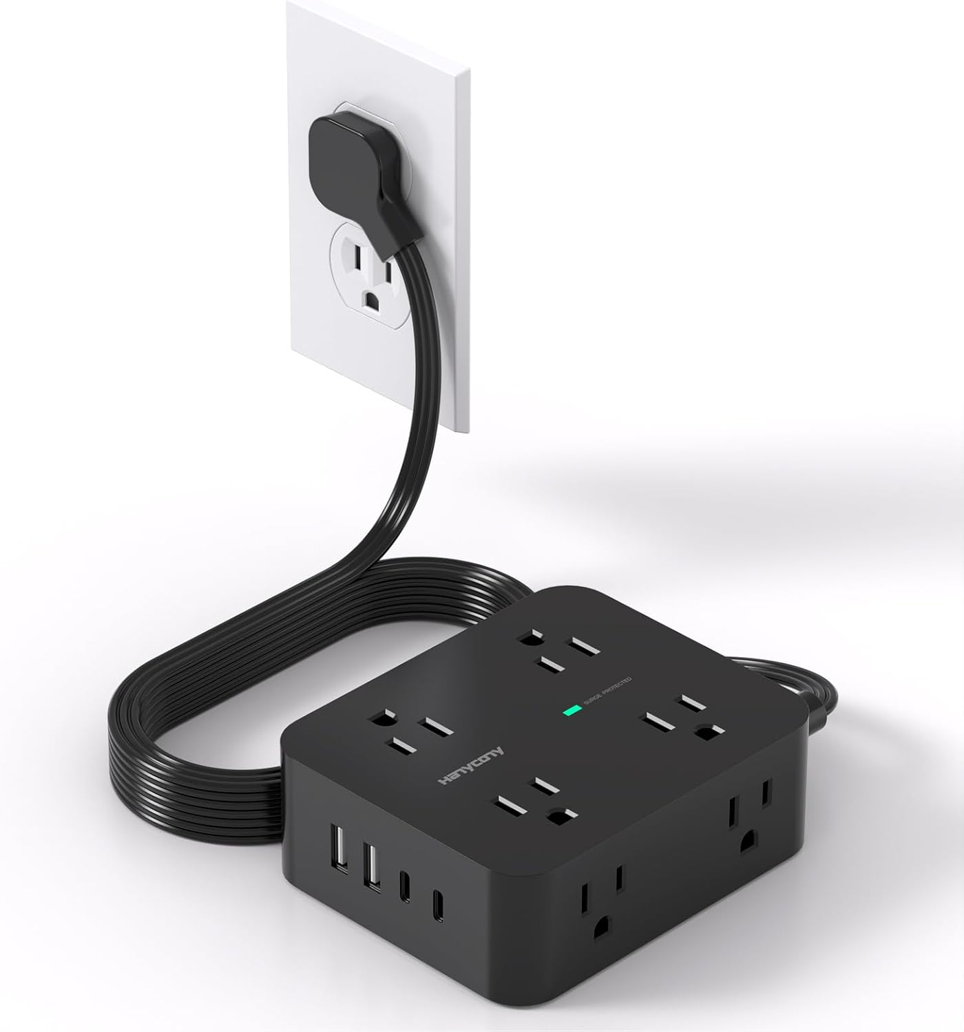 Power Strip Extension Cord with 8 Outlets USB Charging Hub