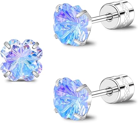 Four Leaf Clover Cubic Zirconia Flat Back Stud Earrings