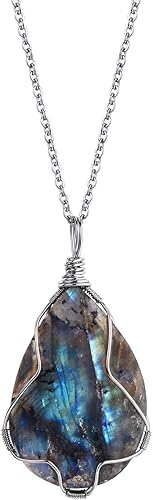 Labradorite Wire Wrapped Gemstone Pendant Necklace