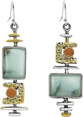 Green Boho Natural Gemstone Bead Drop Dangle Earrings