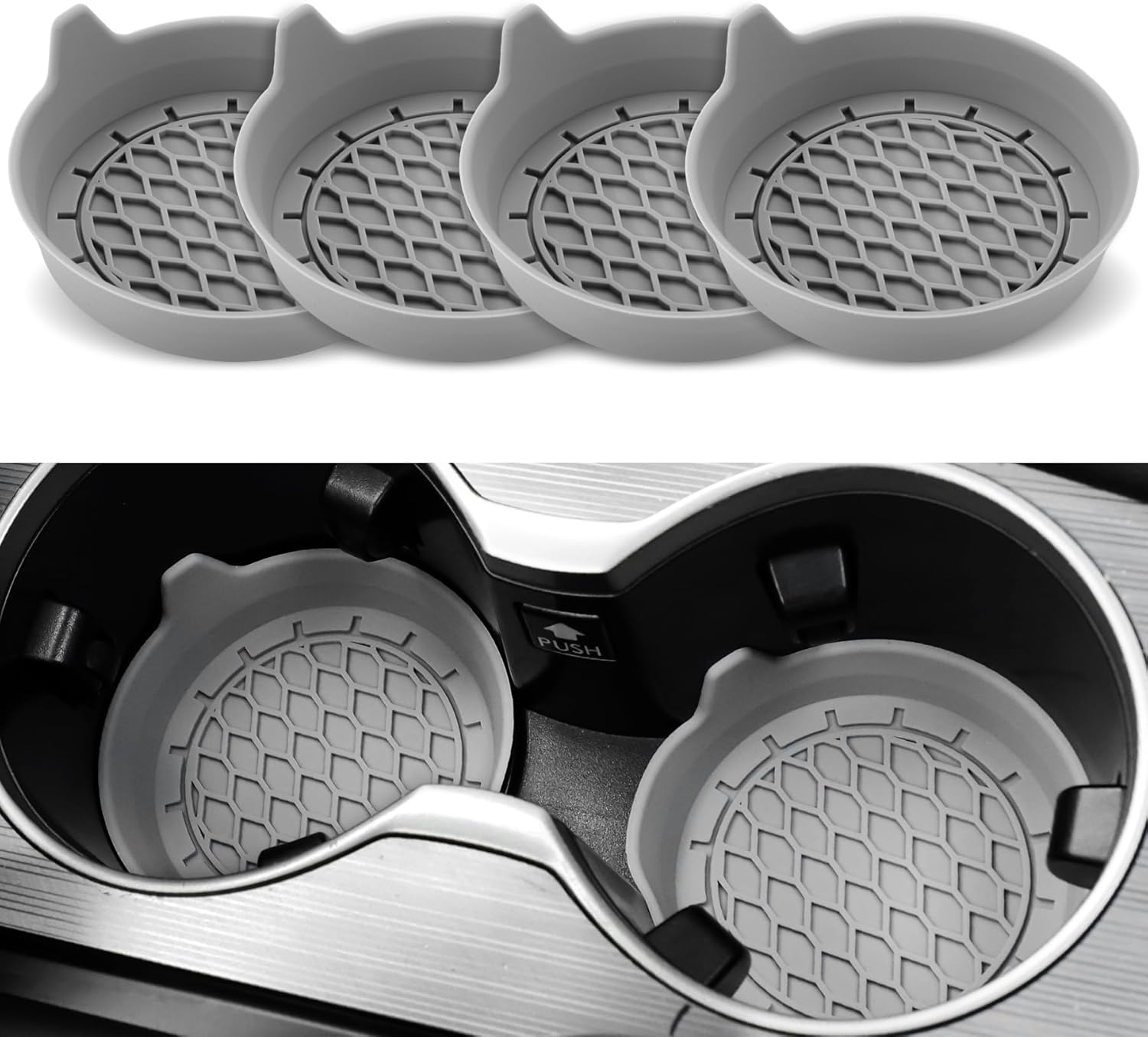 Car Cup Holder Silicone Anti Slip Insert Coaster Set