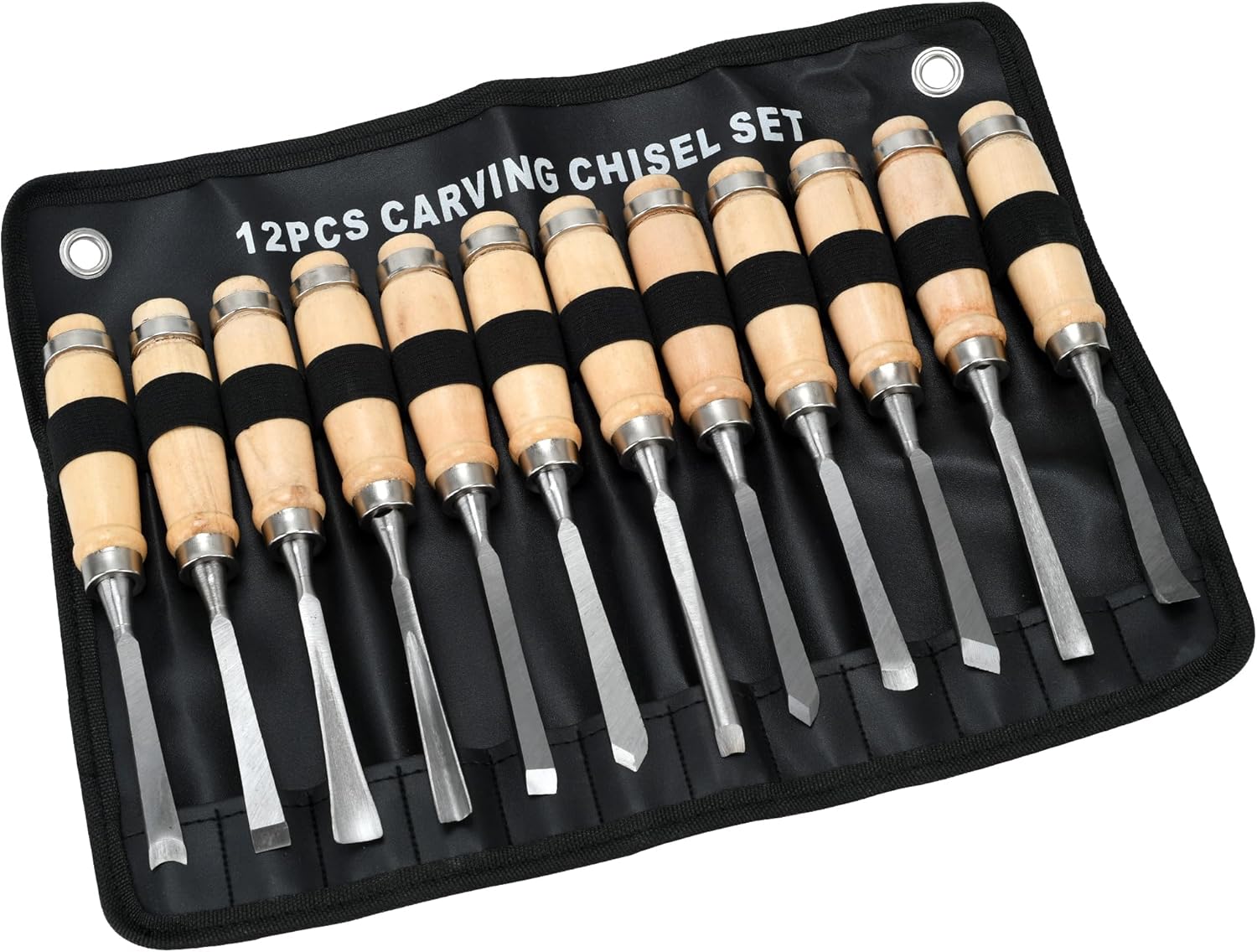 12-Piece Wood Carving Chisel Set with Storage Bag