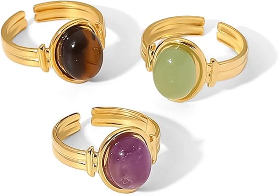 Oval Crystal Fashion Stone Rings