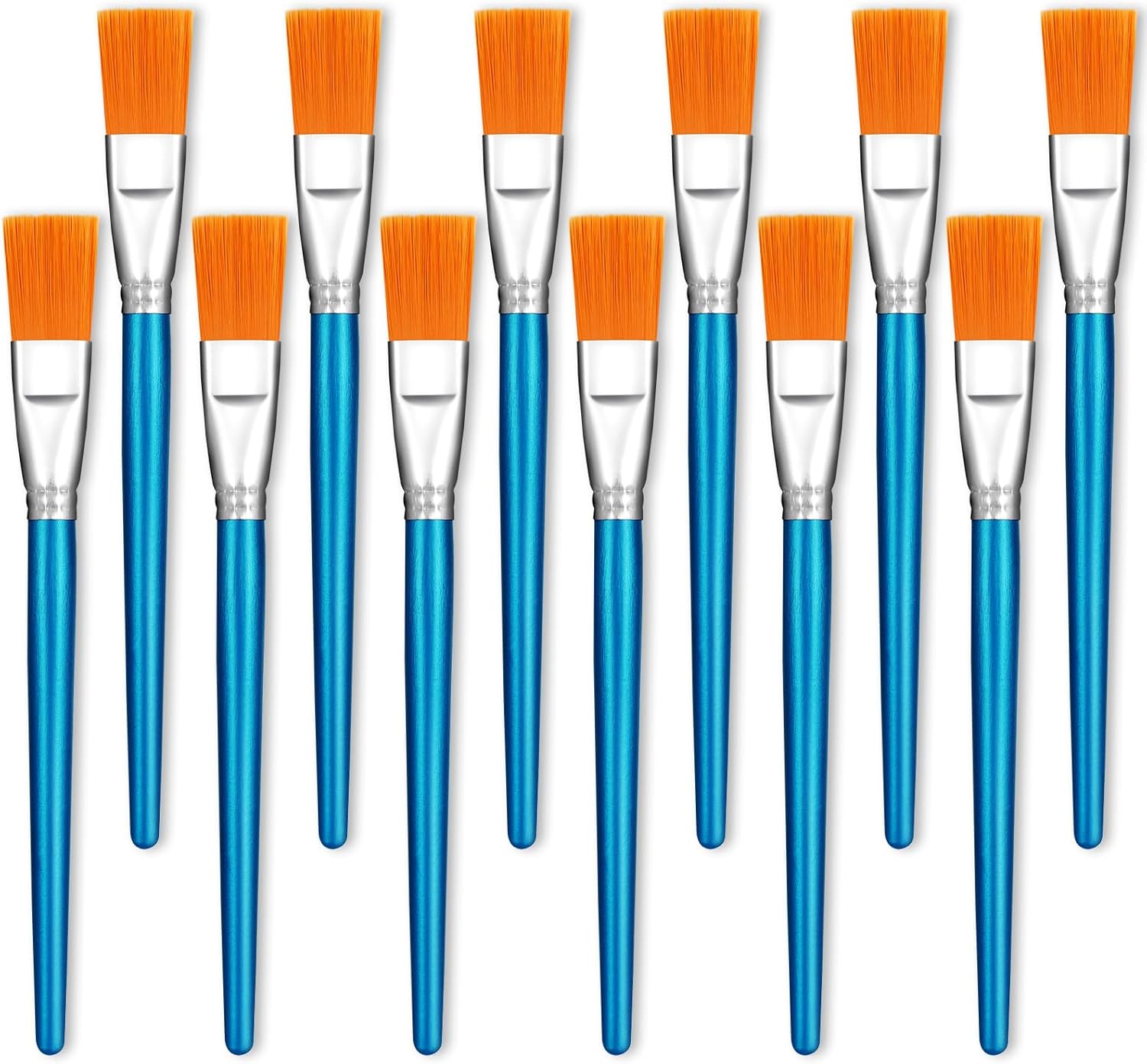 1 Inch Flat Paint Brushes for Acrylic Painting, 12 Pcs Set