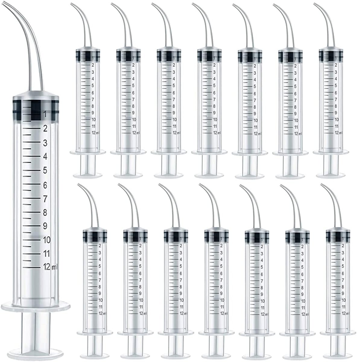 Disposable Curved Tip Irrigation Syringe Set 15pcs
