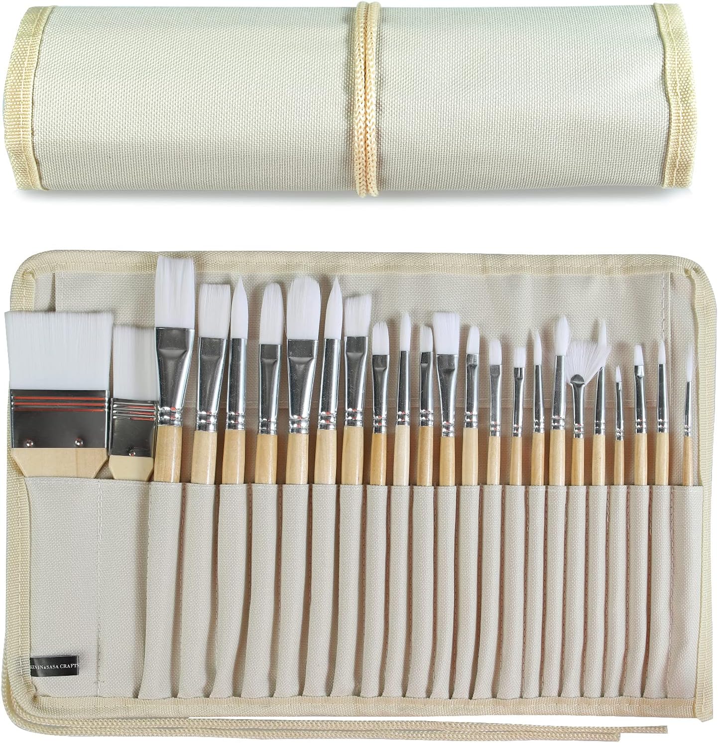 Paint Brush Set with Canvas Case (24 Pieces)