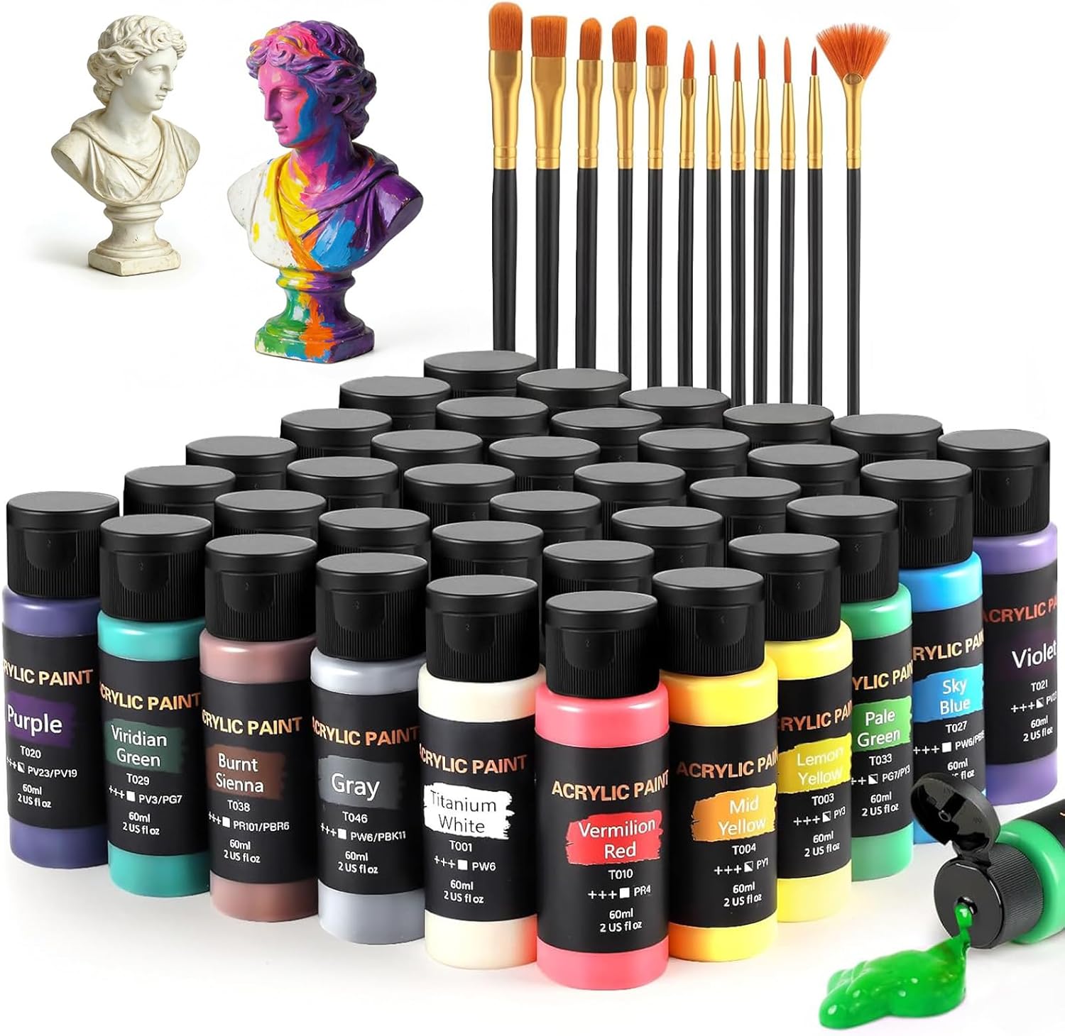 Acrylic Paint Set with Brushes (36 Colors)