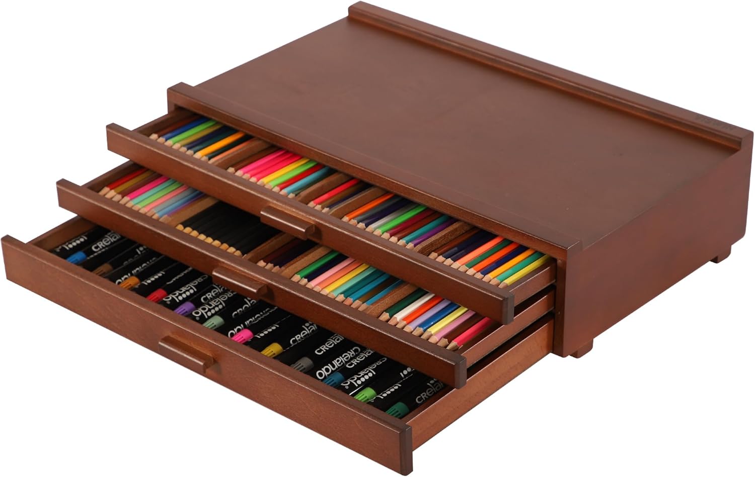 Wood Artist Supply Storage Box with 3 Drawers