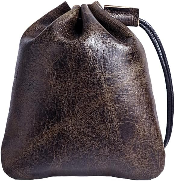 Leather Drawstring Storage Pouch