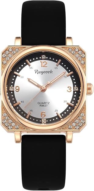 Square Ladies Watch Crystal Rhinestone Analog Quartz Wrist Watch