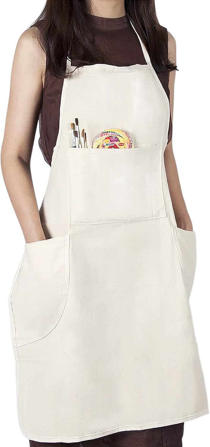 Professional Cotton Canvas Bib Apron with 3 Pockets