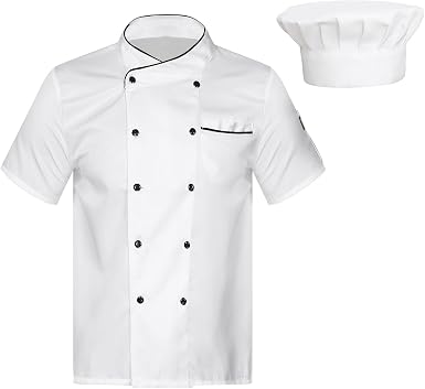 Unisex Short Sleeve Chef Coat with Hat