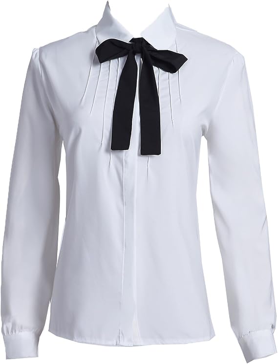 Women's Long Sleeve Chiffon Bow Tie Work Blouse