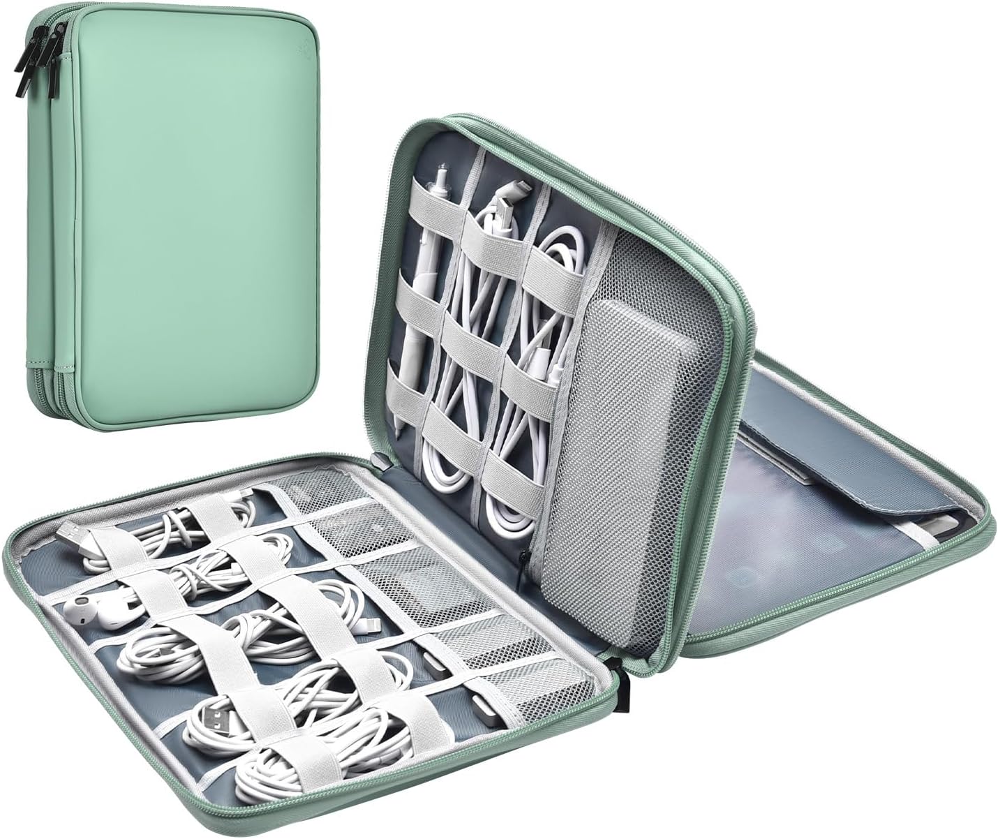 Leather Travel Cable Organizer Bag