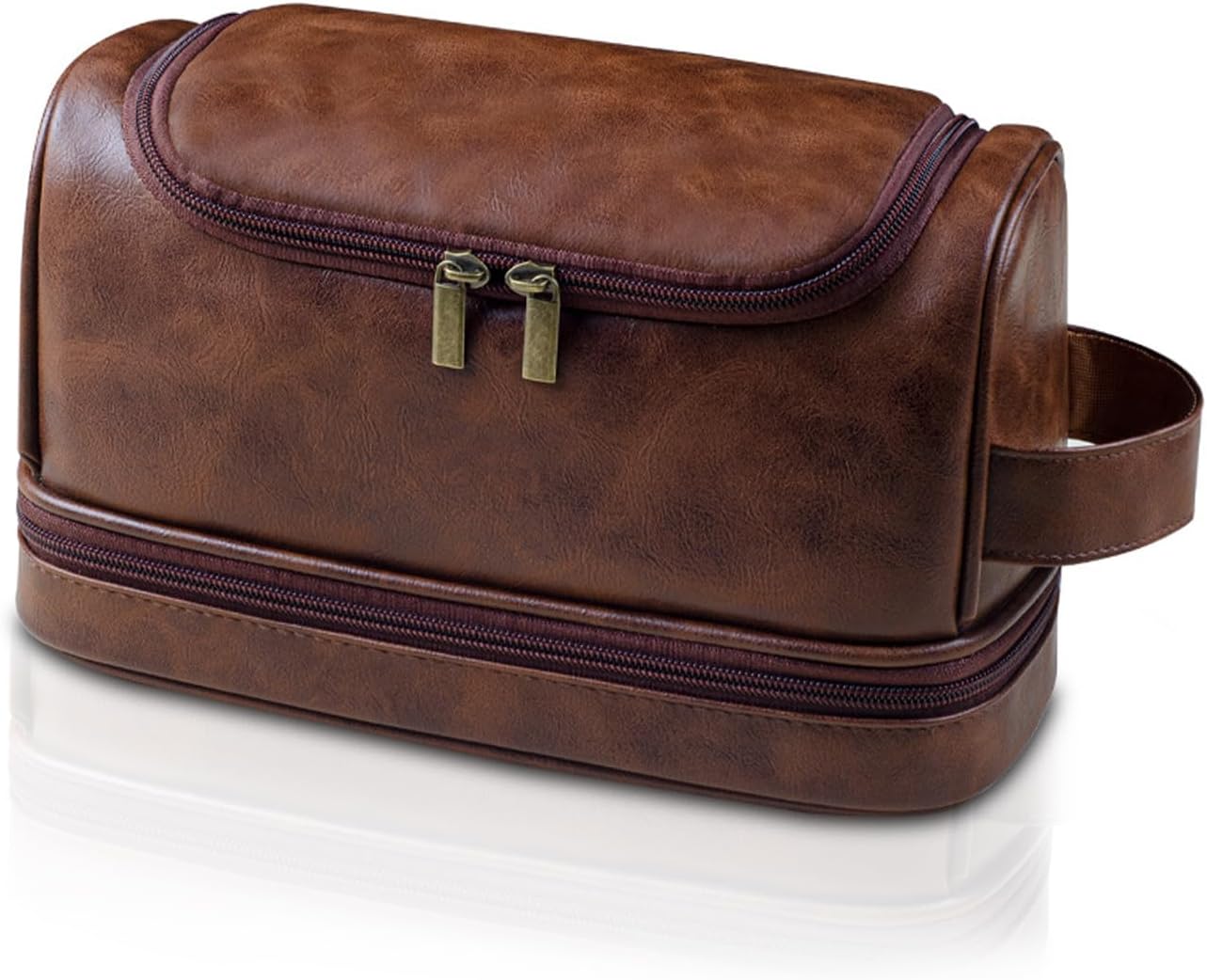 Leather Toiletry Travel Bag with Hanging Hook