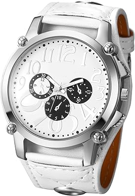 Oversized Retro Analog Leather Strap Watch