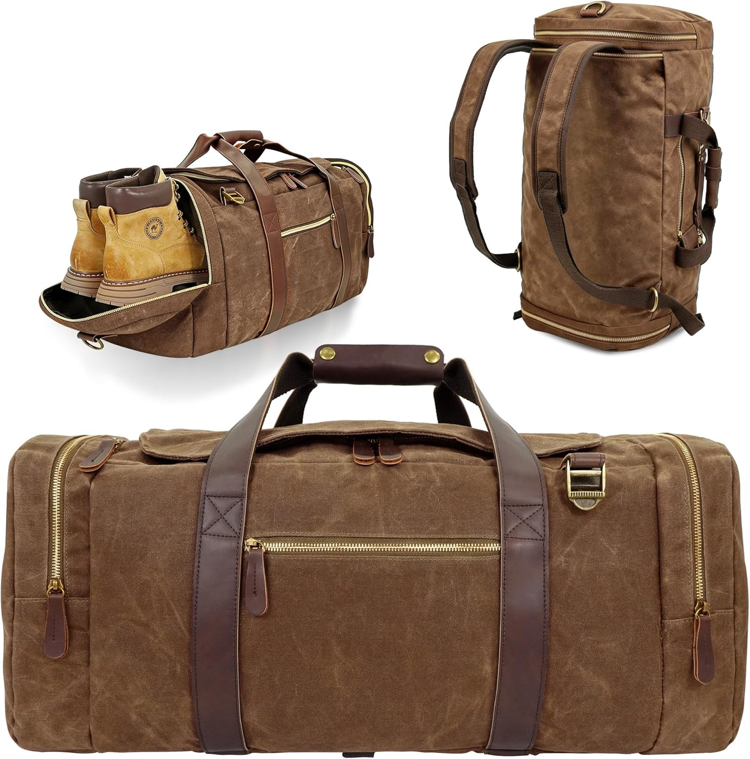 50L Waxed Canvas Travel Duffle Bag