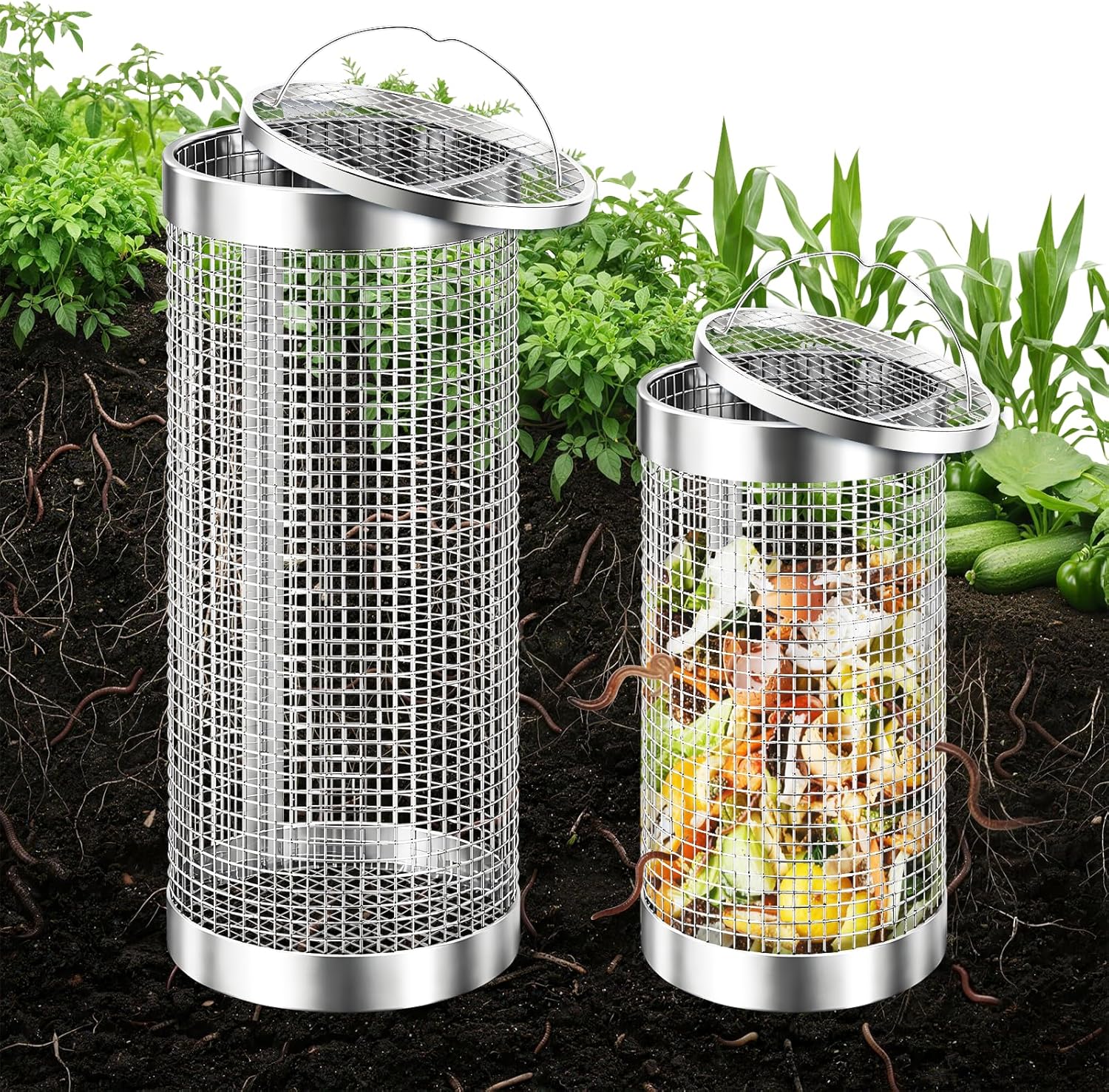 In-Ground Stainless Steel Worm Composter Bin Set