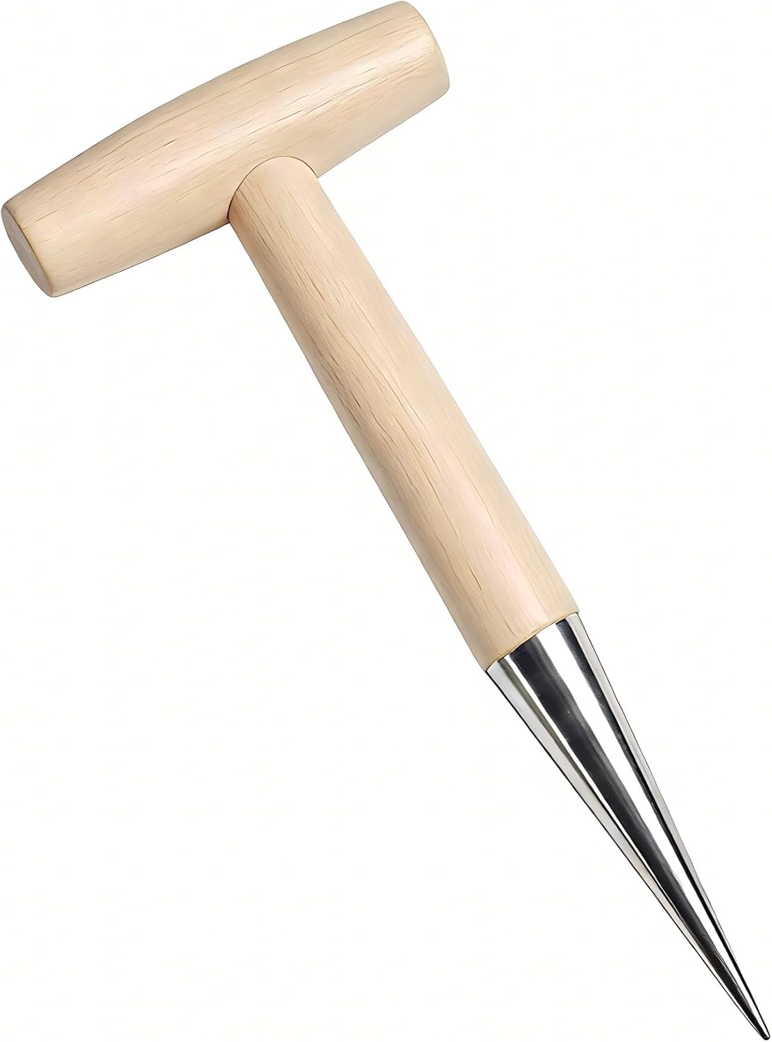 Seed Dibber Planter Tool with Wooden T-Handle and Metal Tip