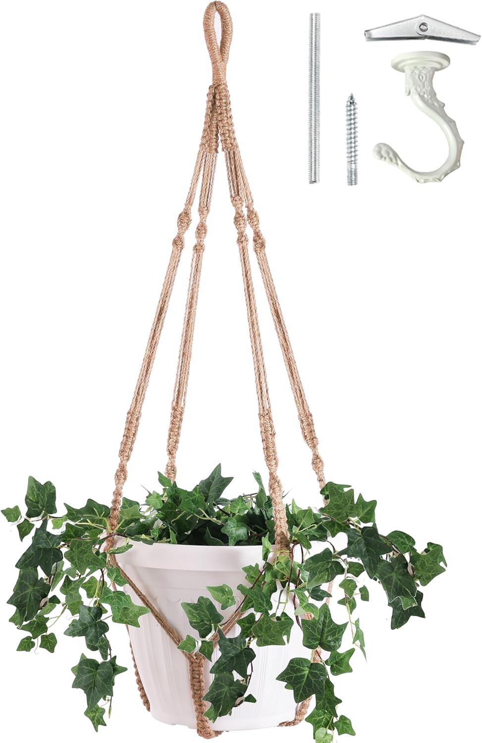 Extra Large Macrame Hanging Planter Holder with Swag Hook