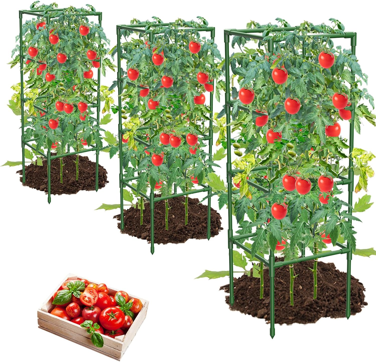 3 Pack Tomato Cages Square Tomato Plant Stakes Support Cages Trellis