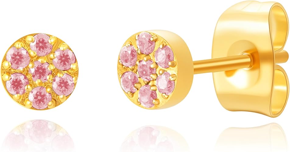Pavé Cubic Zirconia Flat Disc Stud Earrings