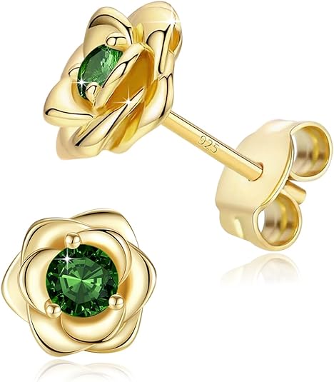 Rose Flower Cubic Zirconia Stud Earrings