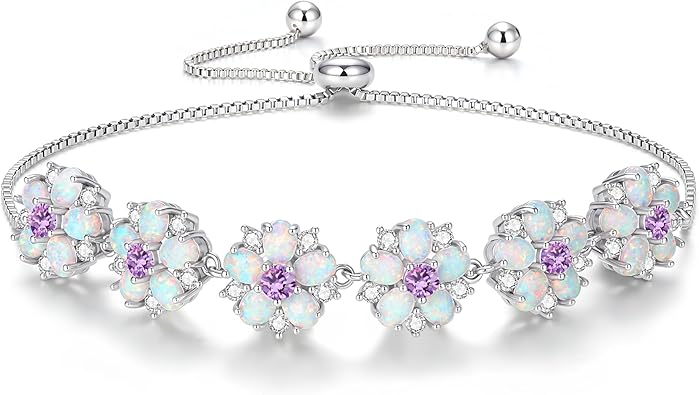 Adjustable Flower Opal Tennis Bracelet