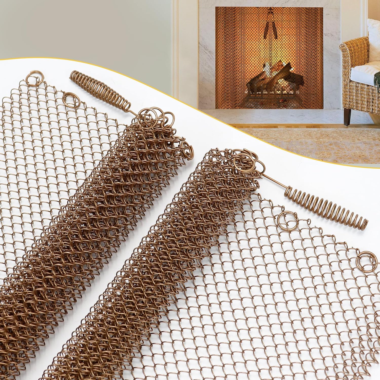 Fireplace Mesh Screen Curtain