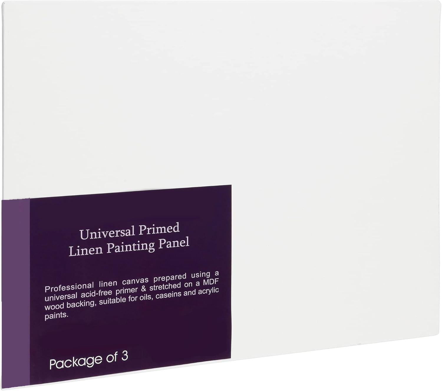 Primed Linen Canvas Panels - 8 x 8 in, 3 Pack