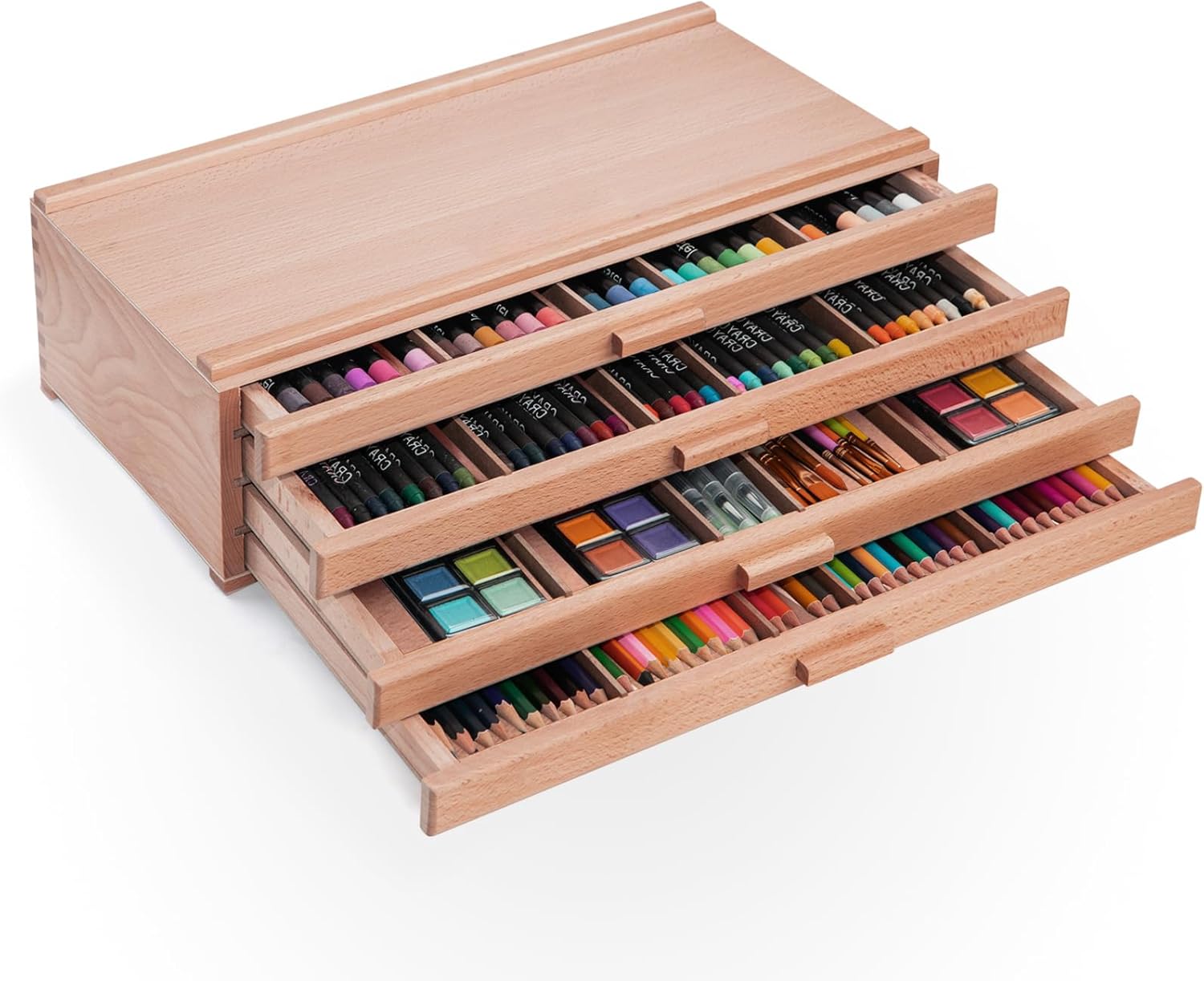 Wooden 4-Drawer Art Supply Storage Box
