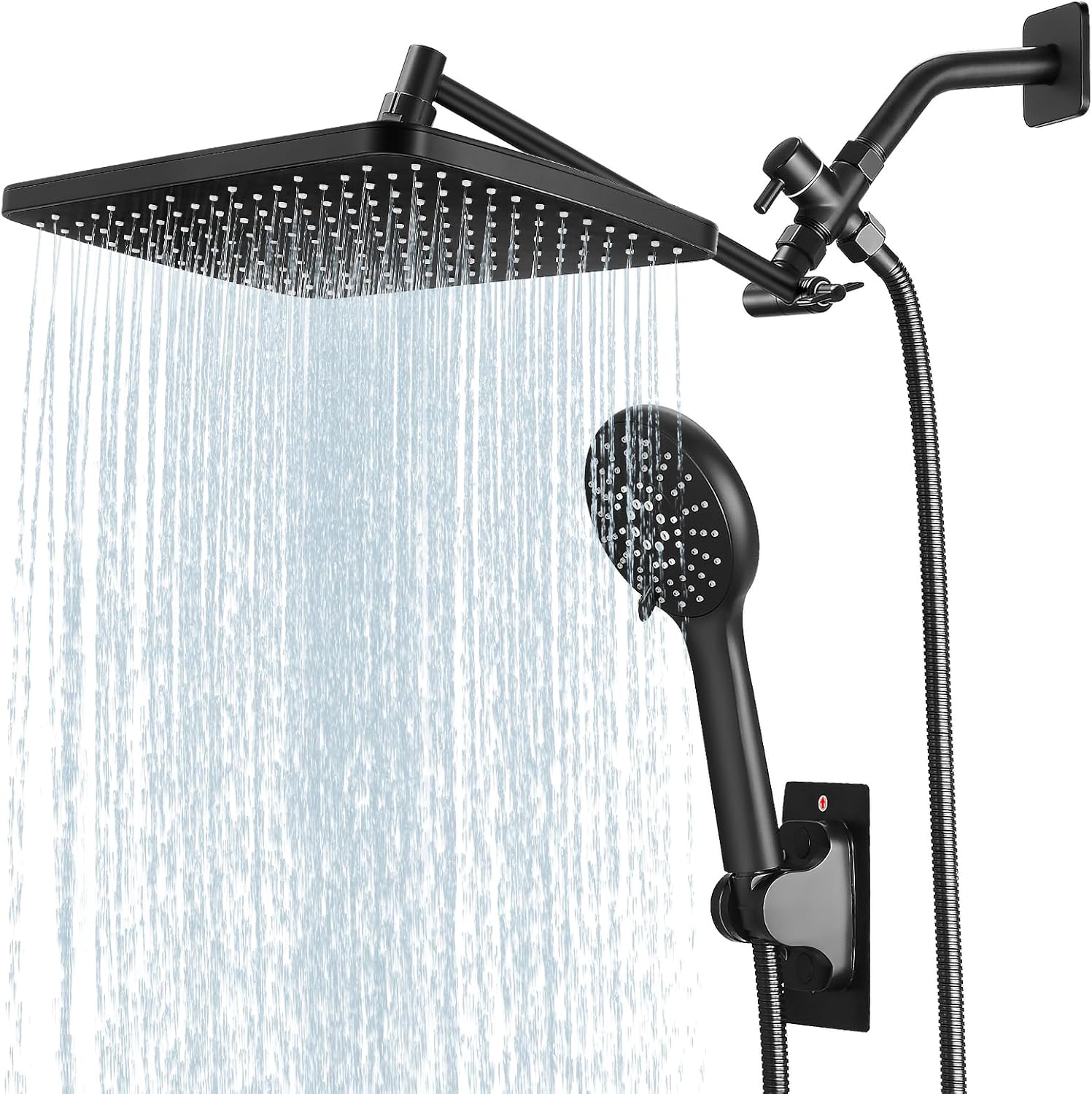 Dual Shower Head System with Handheld Spray Combo Matte Black