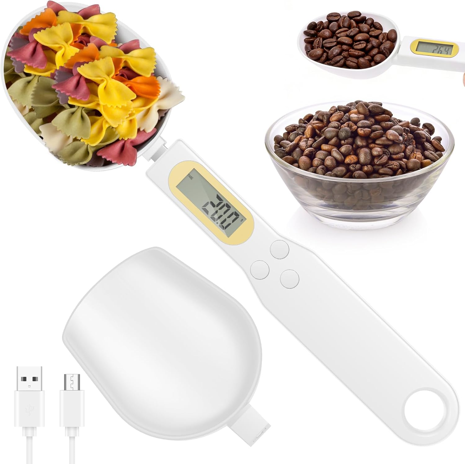 Digital Kitchen Spoon Scale with Dual Interchangeable Measuring Spoons