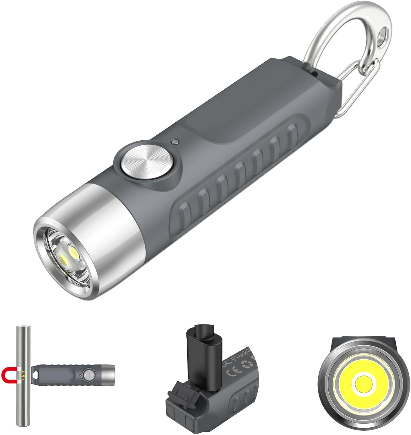 Rechargeable Keychain LED Flashlight 500 Lumens Magnetic EDC Light
