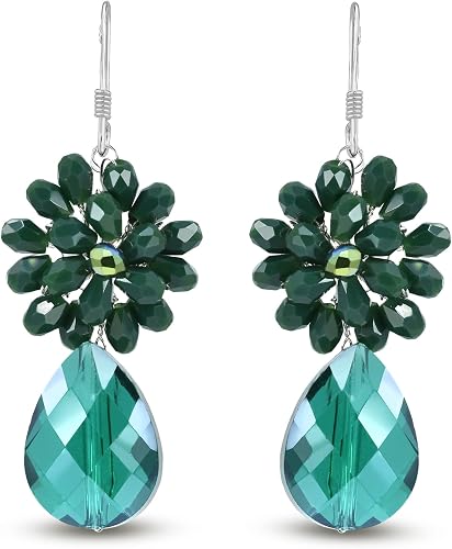 Crystal Cluster Teardrop Dangle Earrings