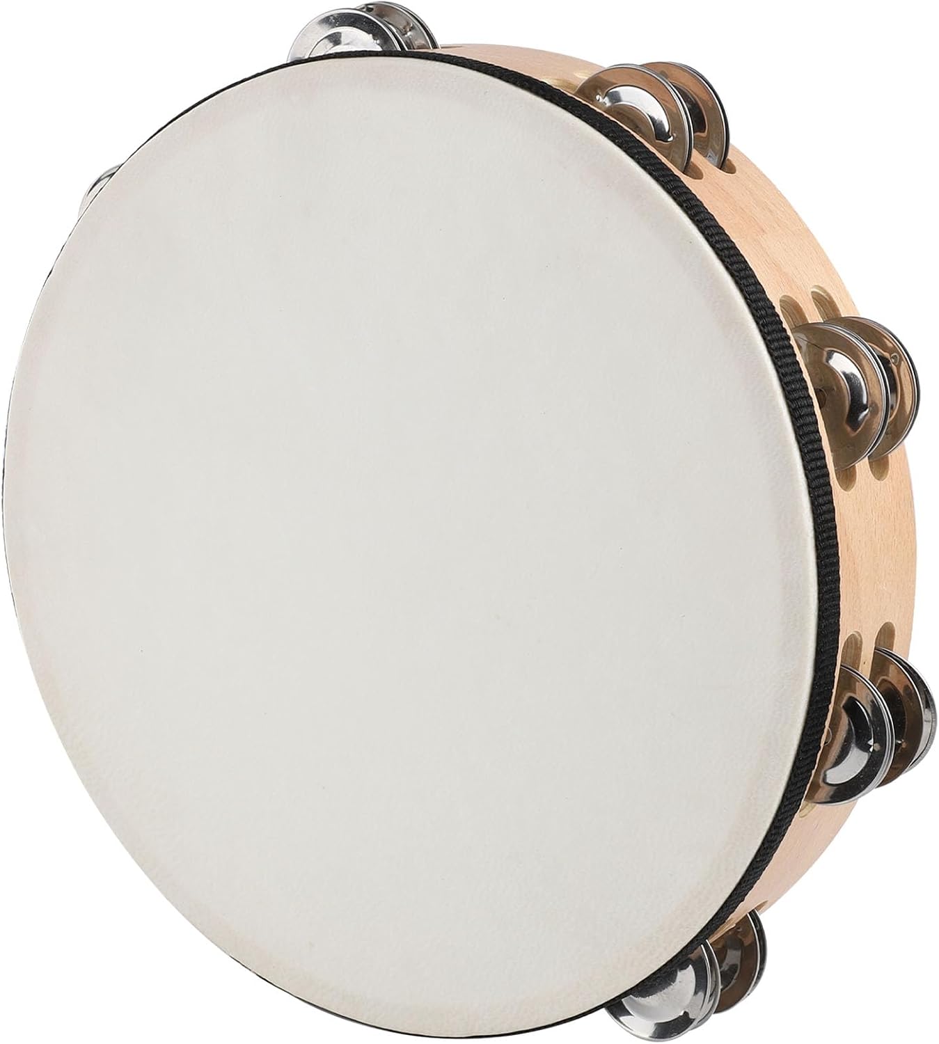 10 Inch Goatskin Tambourine With 8 Pairs of Metal Jingles