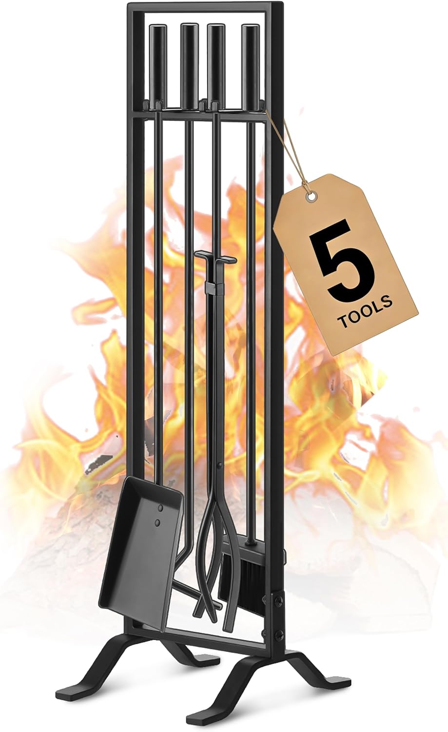 5-Piece Wrought Iron Fireplace Tool Set