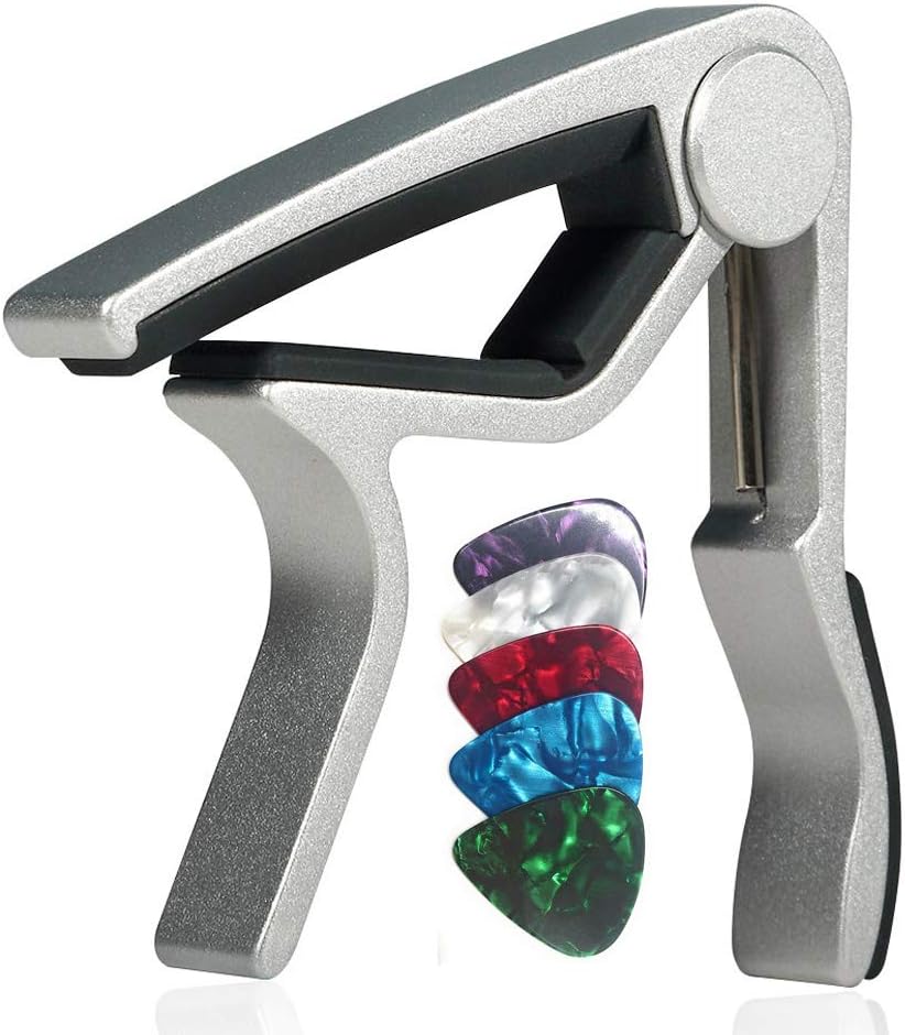 Guitar capo for 6 String Guitars with 5 Picks