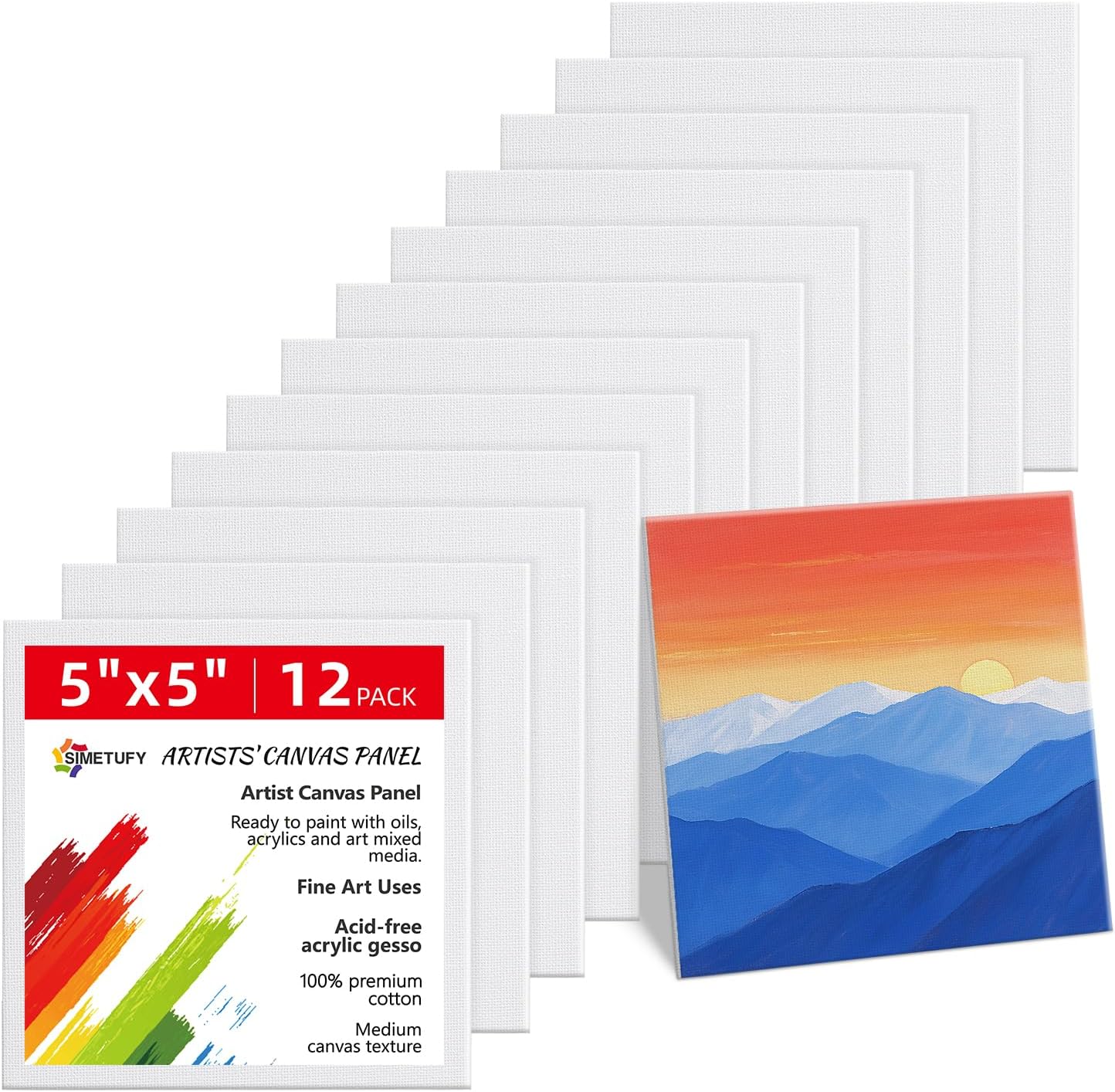 5x5 inch 12 Pack Mini Cotton Canvas Boards
