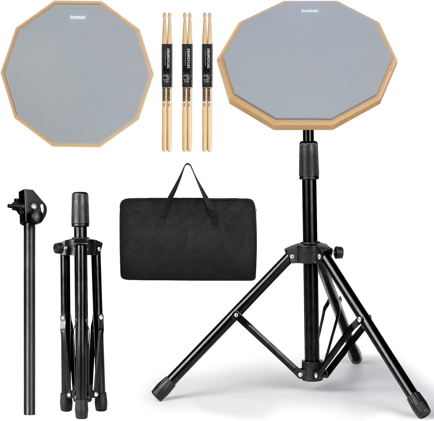 12-Inch Drum Practice Pad Kit with Adjustable Stand