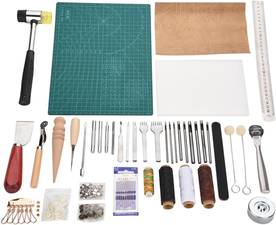 42 Pieces Leather Craft Tool Set for Hand Sewing and Stitching