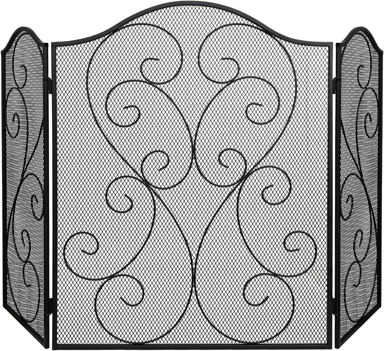 Fireplace Screen 3 Panel Wrought Iron