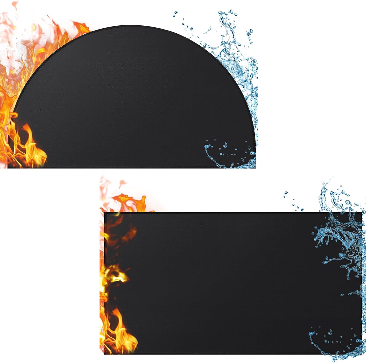 Fire Resistant Fireplace Hearth Rug, 24 x 42 Inches, Half Round + Rectangle