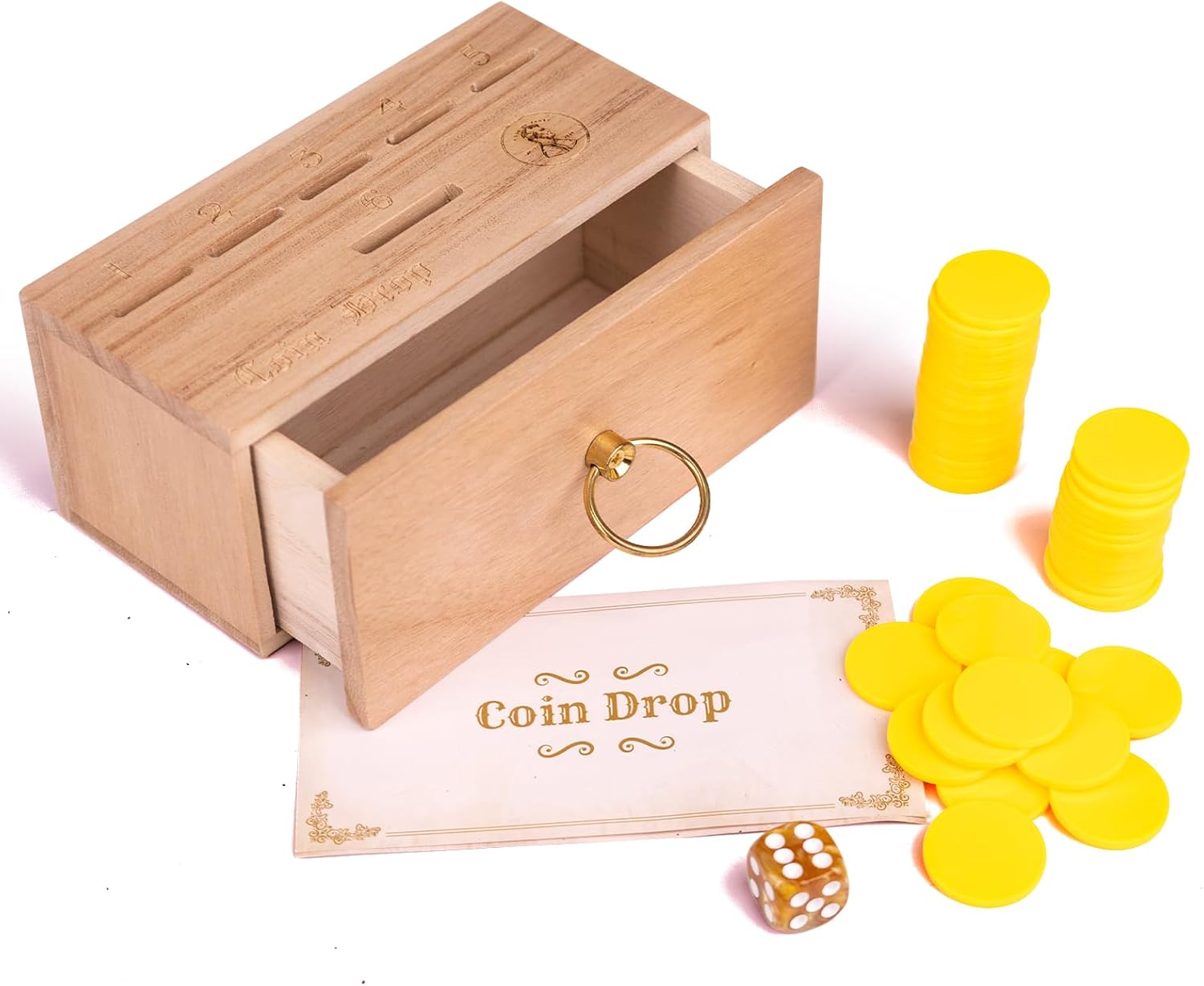 Wooden coin drop board game set
