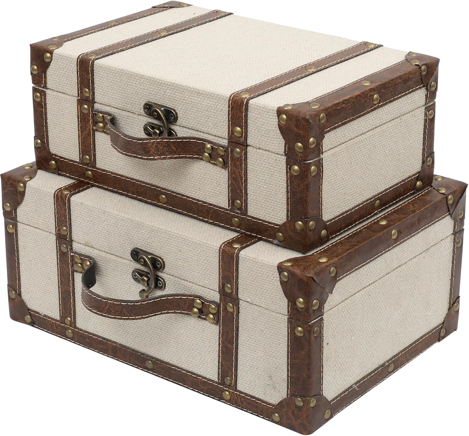 Vintage Suitcase Linen Fabric Covered Decorative Trunk