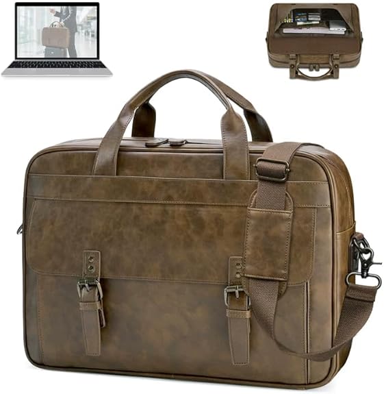 Waterproof PU Leather 16 Inch Laptop Messenger Bag
